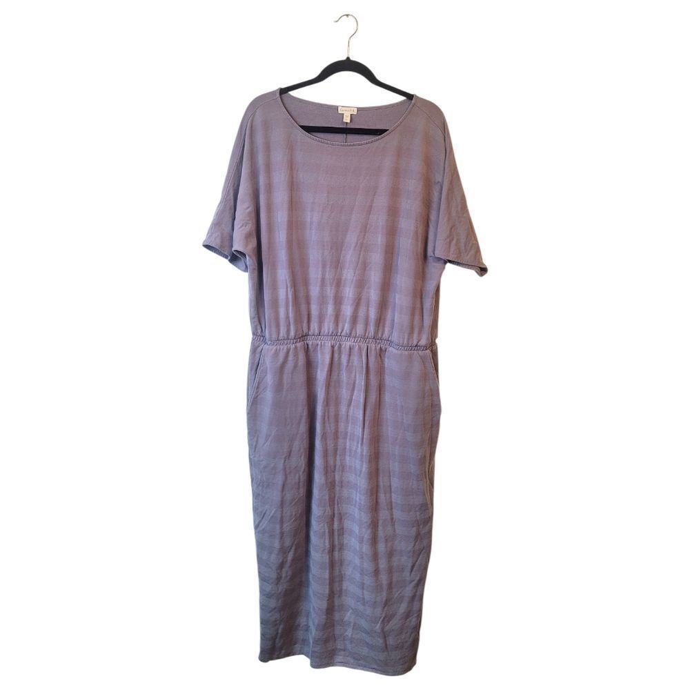 Garnet Hill Dusty Purple Stripe Jersey Knit Dress Women's Size XL